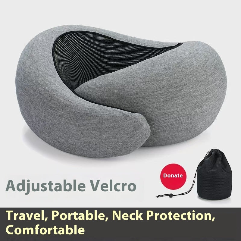 Memory Foam Travel Neck Pillow – U-Shape Adjustable Support for Plane, Car & Office
