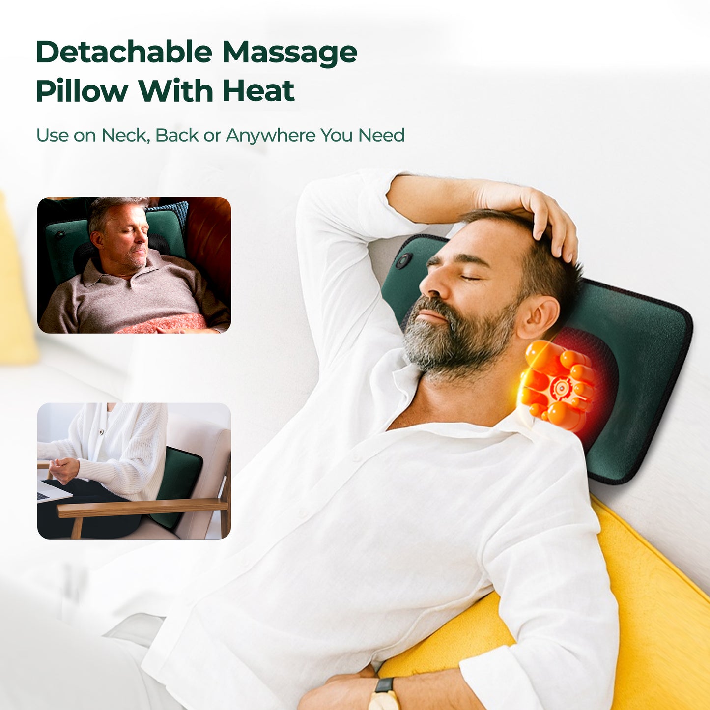 Foldable Neck Massage Pillow – Heat Therapy & Multi-Mode Cervical Relaxation Device
