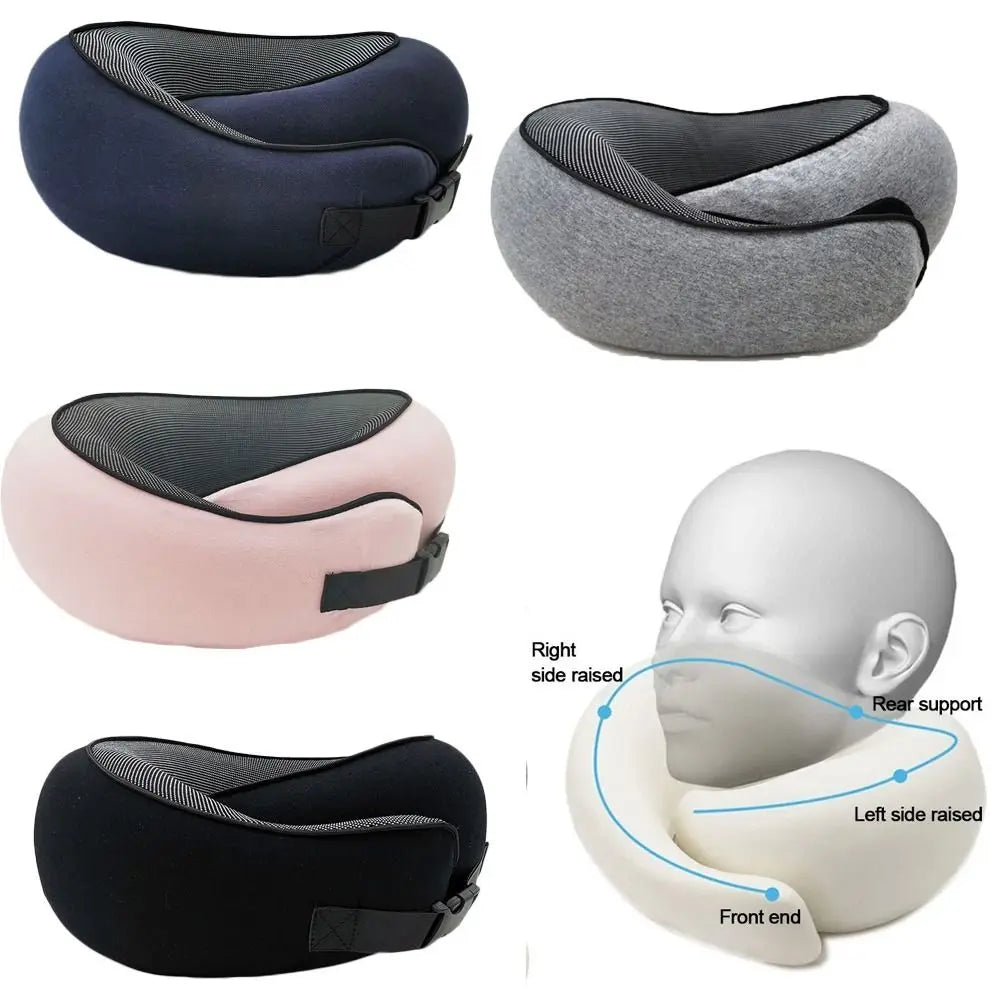 Memory Foam Travel Neck Pillow – U-Shape Adjustable Support for Plane, Car & Office