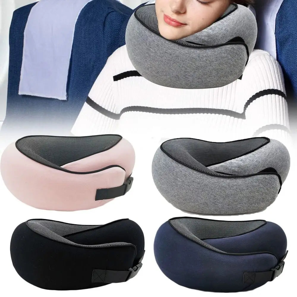 Memory Foam Travel Neck Pillow – U-Shape Adjustable Support for Plane, Car & Office